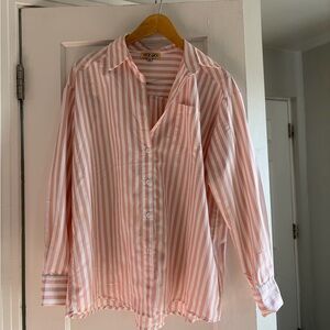 VRG GRL Pink and White Striped Button-Up Shirt